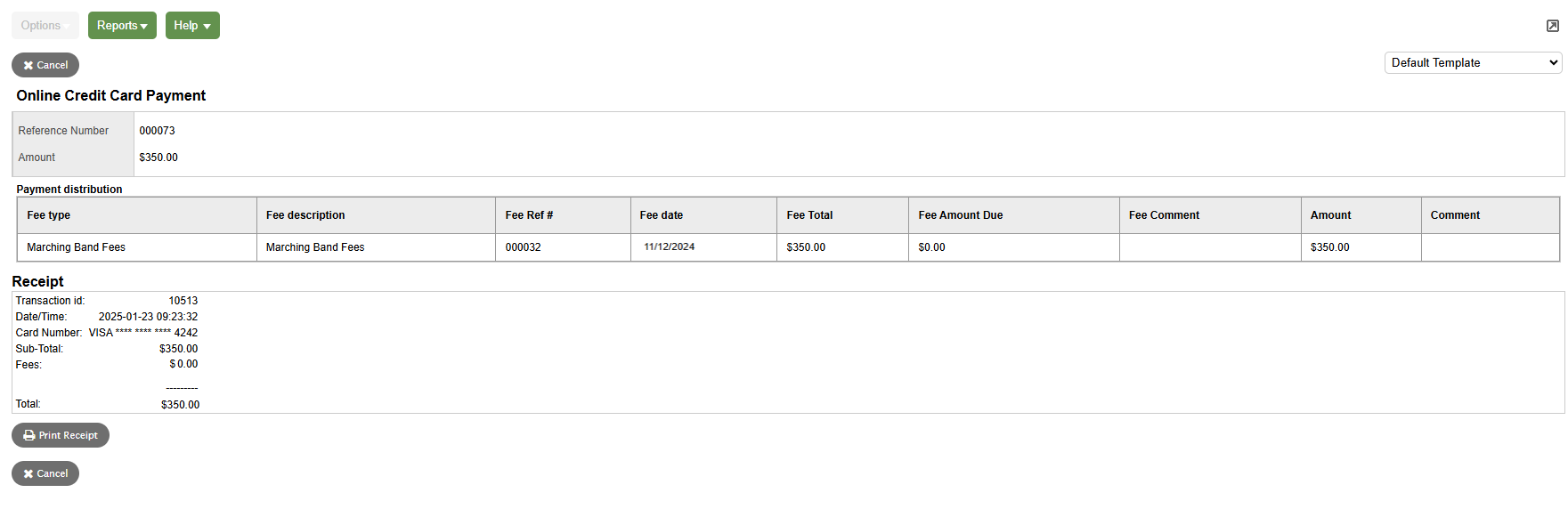 payment receipt